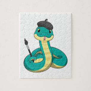 Puzzle Snake as Painter con pincel de pintura