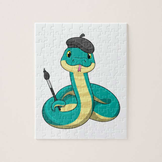 Puzzle Snake as Painter con pincel de pintura (Vertical)