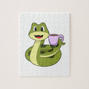 Puzzle Snake con copa de café