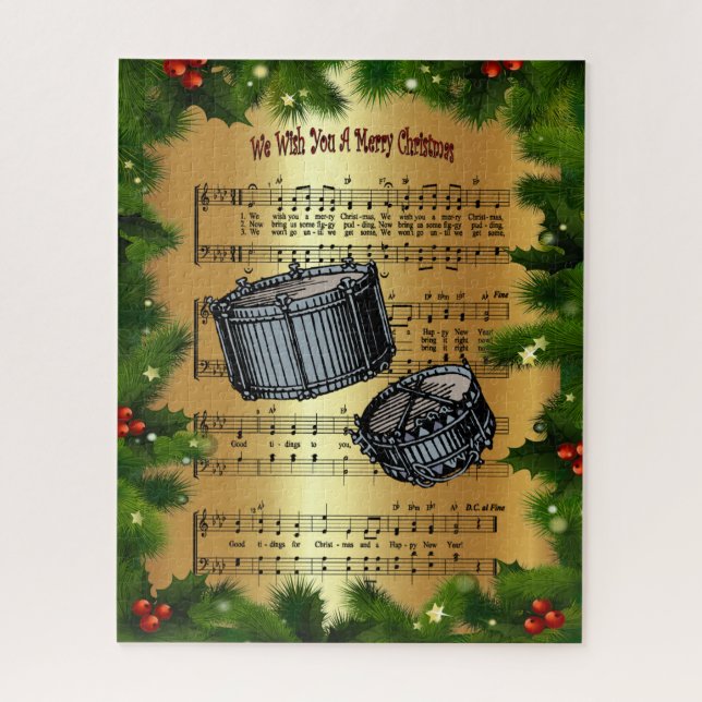 Puzzle Snare Drums ~ “We Wish You A Merry Christmas” ~ (Vertical)