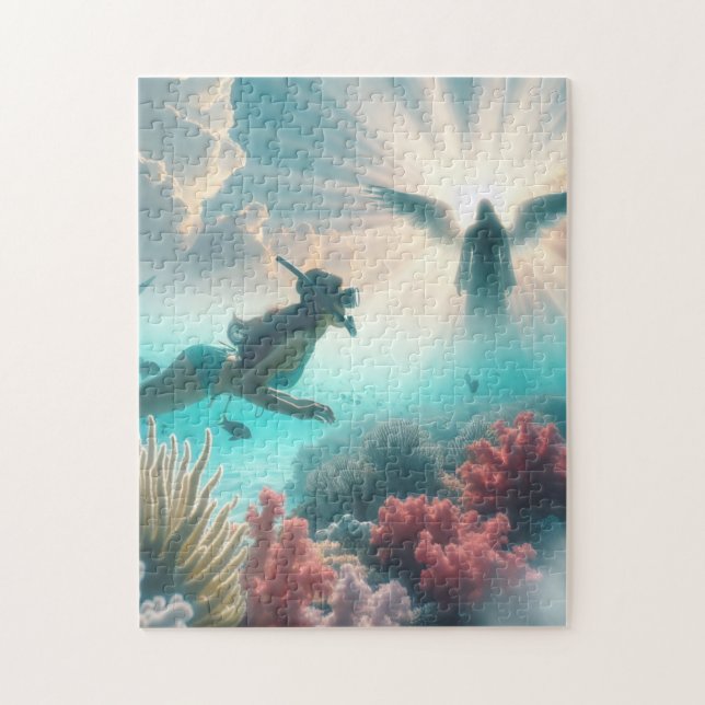 Puzzle Snorkeler mancha un ángel (Vertical)