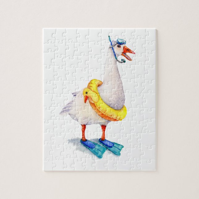 Puzzle Snorkeling White Goose (Vertical)