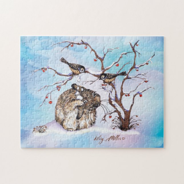 Puzzle Snow Birds And Bunny (Horizontal)