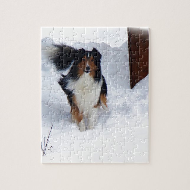 Puzzle Snow Collie (Vertical)