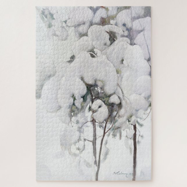 Puzzle Snow Covered Pine Saplings (by Pekka Halonen) (Vertical)