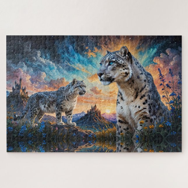 Puzzle Snow Leopard Castle Sunrise reflector (Horizontal)