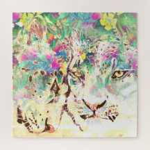 Snow leopard tropical flowers Hawaiian animal