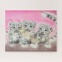 Puzzle Snow Leopards and Golden Butterflies 