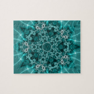 Puzzle Snowflake | Arte fractal azul y blanco