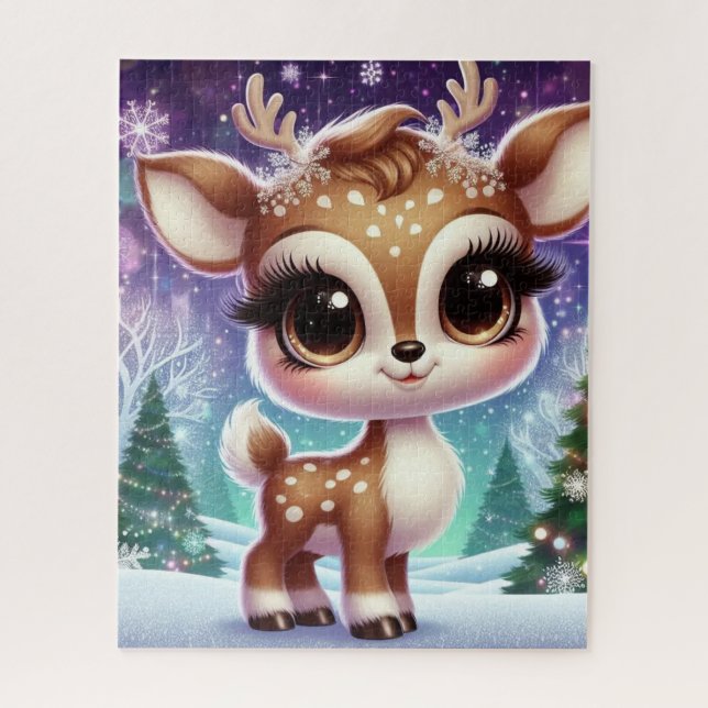 Puzzle Snowflake Sparkle Baby Reindeer (Vertical)