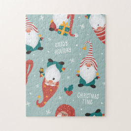 Puzzle Snowy Christmas Aesthetic Pattern- Winter Design