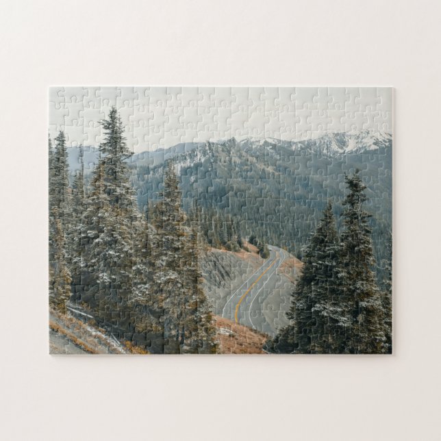 Puzzle Snowy Woods a lo largo de la autopista (Horizontal)