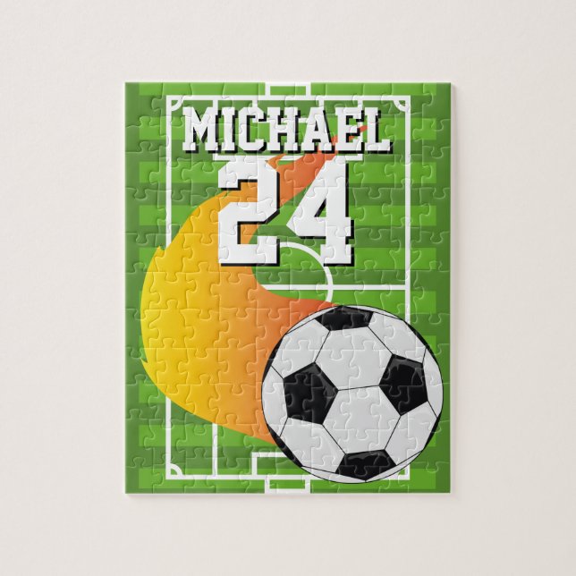 Puzzle Soccer Ball Name Jersey Number Sports (Vertical)