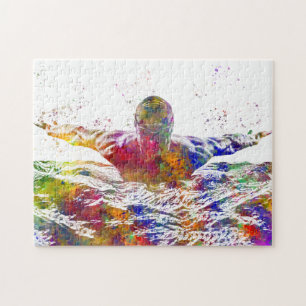 Puzzle Soccer player in watercolor