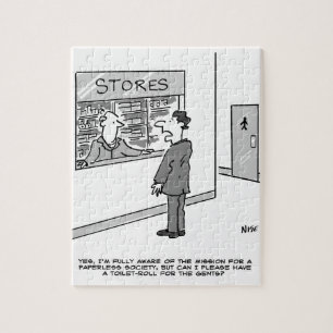 Puzzle Sociedad sin Papel. Hombre Pide Rollo de Papel Hig