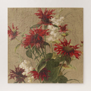 Puzzle Sofisticada Floral Roja y Burgundy Contra Beige
