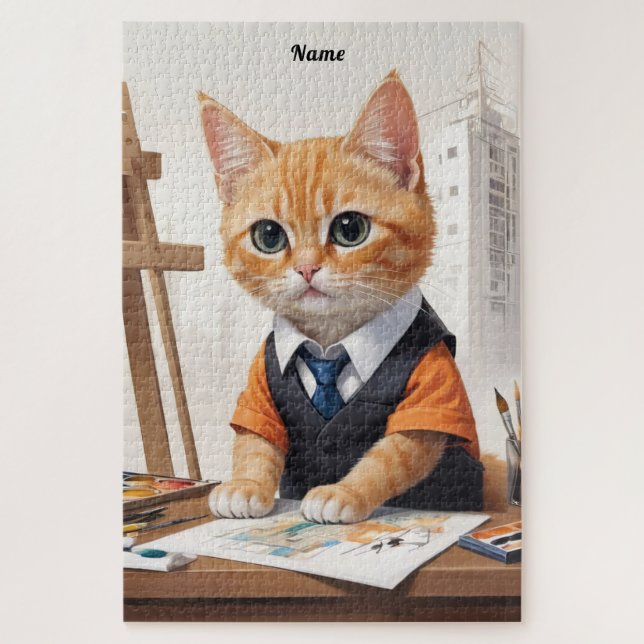 Puzzle Sofisticado Arquitecto Cat Ginger Kitten Art (Vertical)