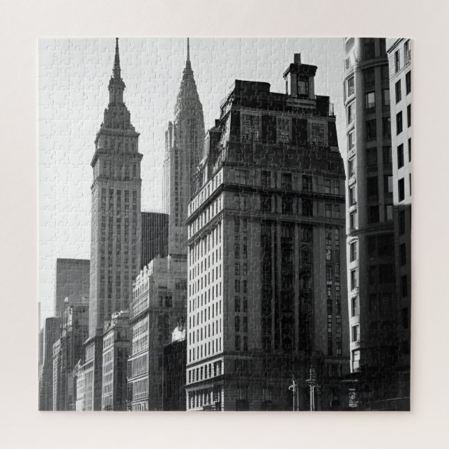 Puzzle Sofisticado Edificio De Ciudad Blanca Y Negra (Vertical)