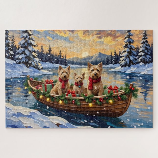 Puzzle Soft Coated Wheaten Terrier Christmas Boat Holiday (Horizontal)