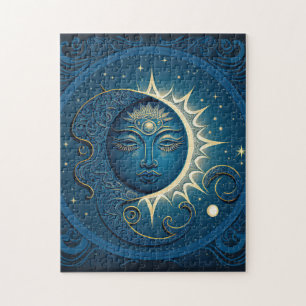 Puzzle Sol azul y luna