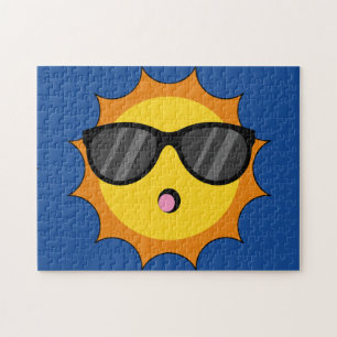 Puzzle Sol Kawaii con gafas de sol caras de Emoji feliz