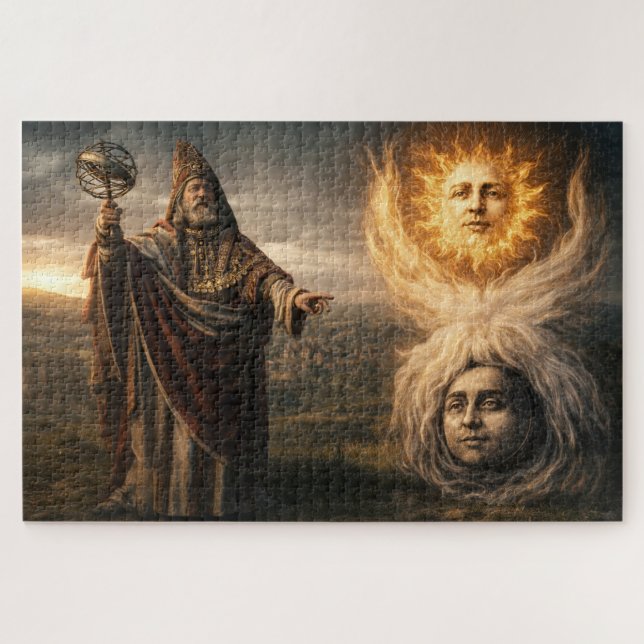 Puzzle Sol, Luna, Hermes Trismegistus Astrología  (Horizontal)