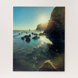 Puzzle Sol romántico nocturno en la playa de Bethells