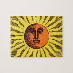 Puzzle Sol Sonriente Feliz Hippie Amarillo Celestial Vint