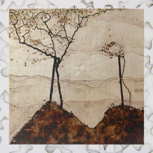 Puzzle Sol y árboles otoñales de Egon Schiele, arte vinta