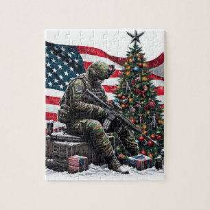 Puzzle Soldado norteamericano Bandera Estadounidense Arte