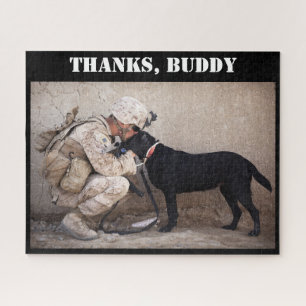 Puzzle Soldier in Combat Gear & Military Dog