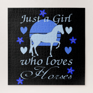Puzzle Sólo un Chica que ama los caballos con azul