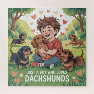 Puzzle Solo un niño que ama a los Dachshunds