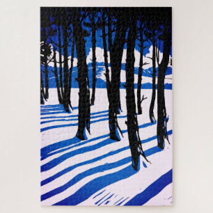 Puzzle Sombras de Bosque Invernal – Naturaleza Mínima Azu
