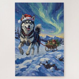 Puzzle Sombrero de Navidad para carrera de trineo ártico