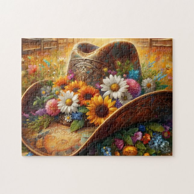 Puzzle Sombrero de vaquero floral (Horizontal)