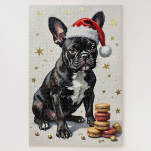 Puzzle Sombrero Macaroon de Tinta Negra Elegante Bulldog 