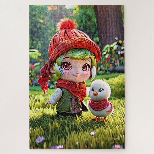 Puzzle Sombrero rojo y pollo (Vertical)