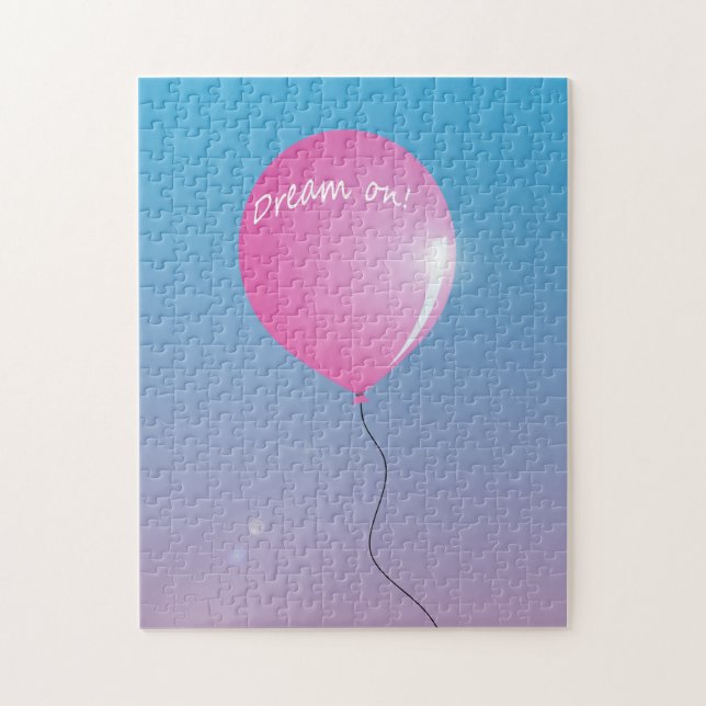 Puzzle Soñar en citar globo rosado en el cielo inspirador (Vertical)