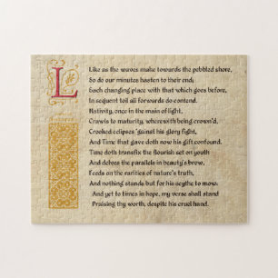 Puzzle Soneto 60 (LX) de Shakespeare en el pergamino