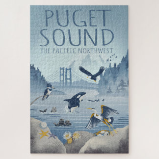 Puzzle Sonido Puget - Arte de viajes en el Noroeste del P
