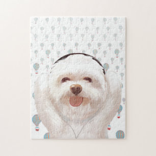 Puzzle Sonrisa Perro escuchando música con audífono