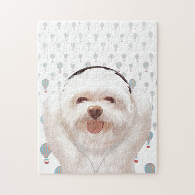 Puzzle Sonrisa Perro escuchando música con audífono (Vertical)