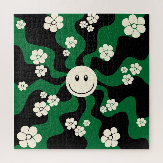 Puzzle Sonrisa - Verde, Crema y Negro (Vertical)