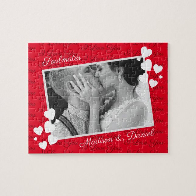 Puzzle Soulmates I Love You Personalized Photo Romantic (Horizontal)
