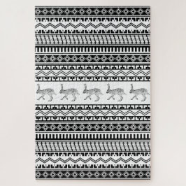 Puzzle Southwest Black and White Rabbit Geometric Pattern