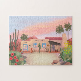 Puzzle Southwest Desert Cactus Adobe House