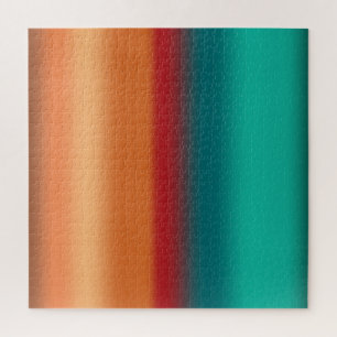 Puzzle Southwestern Orange Red Turquoise Rainbow Stripes
