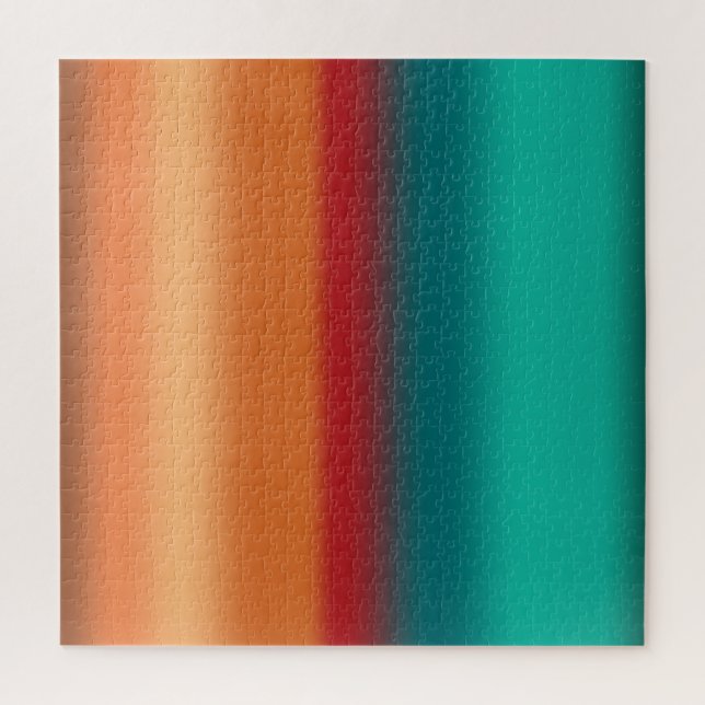 Puzzle Southwestern Orange Red Turquoise Rainbow Stripes (Vertical)