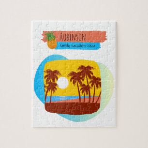 Puzzle Souvenir de vacaciones en playa tropical familiar
